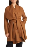 Harris Wharf London Draped Wool Coat In Caramel