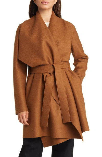 Harris Wharf London Draped Wool Coat In Caramel