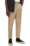 Allsaints Tallis Cotton & Wool Pleated Slim Fit Cropped Pants In Nutmeg Brown