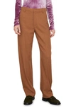 Vince Mid Rise Flannel Straight Leg Pants In Brown