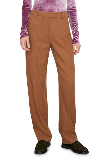 Vince Mid Rise Flannel Straight Leg Pants In Brown