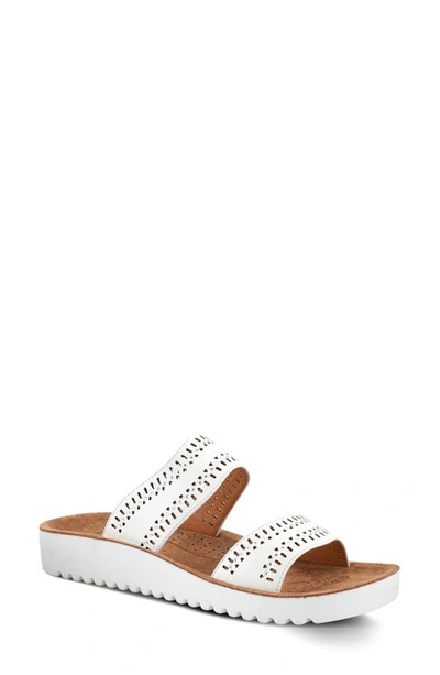 Flexus By Spring Step Bayshore Crystal Cutout Slide Sandal In White
