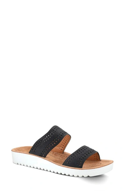 Flexus By Spring Step Bayshore Crystal Cutout Slide Sandal In Black