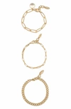 Ettika Set Of 3 Chain Link Bracelets In Gold