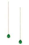 Ettika Teardrop Threader Earrings In Green