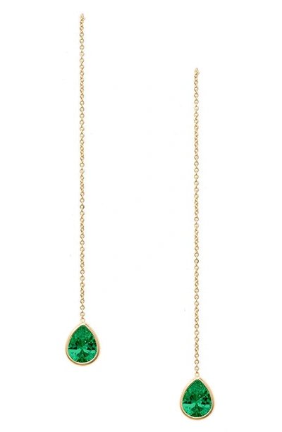 Ettika Teardrop Threader Earrings In Green