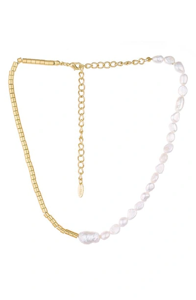 Ettika Freshwater Pearl Necklace In Gold