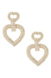 ETTIKA DOVE PAVÉ HEART DROP EARRINGS