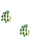 Ettika Multi Crystal Huggie Earrings In Green
