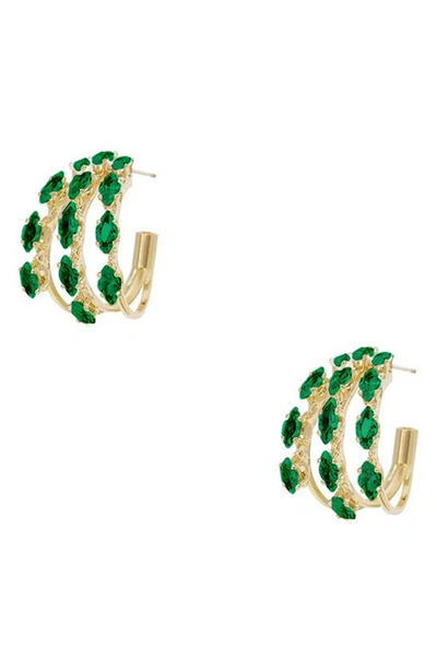 Ettika Multi Crystal Huggie Earrings In Green Crystal