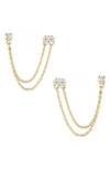 ETTIKA DOUBLE PIERCING CHAIN DROP EARRINGS