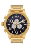 Nixon 'the 51-30 Chrono' Watch, 51mm In Gold / Indigo