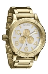 Nixon 'the 51-30 Chrono' Watch, 51mm In All Gold / Gold / Black