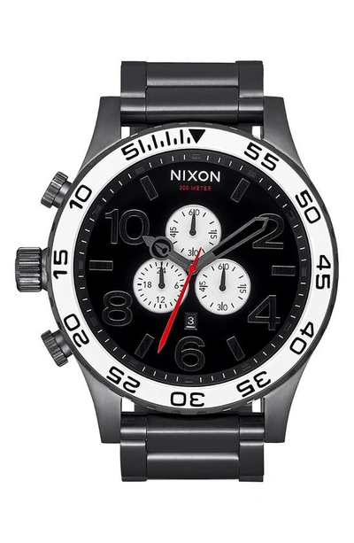 Nixon 'the 51-30 Chrono' Watch, 51mm In Black / White / Gunmetal