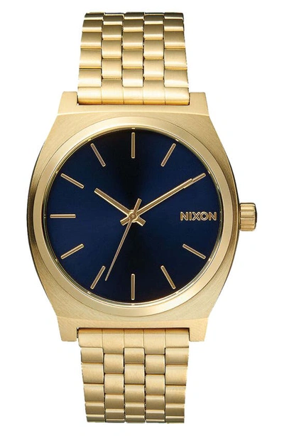 Nixon The Time Teller Bracelet Watch, 37mm In All Light Gold / Cobalt
