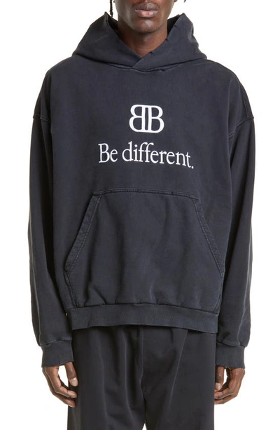 Balenciaga Logo Be Different Graphic Hoodie Sweatshirt In Black