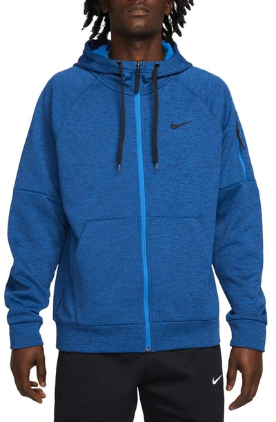 Nike Men's  Therma Therma-fit Full-zip Fitness Top In Blue Void/ Royal/ Black