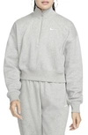 Nike Phoenix Fleece Cropped Quarter Zip Sweatshirt In Gray In Grey