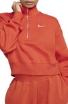 Nike Sportswear Phoenix Fleece Crop Sweatshirt In Mantra Orange/sail