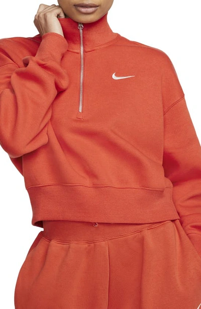 Nike Sportswear Phoenix Fleece Crop Sweatshirt In Mantra Orange/ Sail