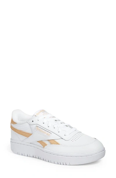 Reebok Club C Double Platform Sneaker In White/ White/ Sahara