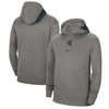 NIKE NIKE HEATHER GRAY MICHIGAN STATE SPARTANS TEAM BASKETBALL SPOTLIGHT PERFORMANCE PULLOVER HOODIE