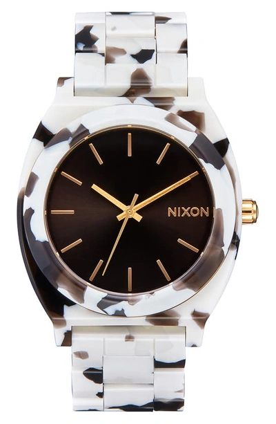 Nixon The Time Teller Acetate Bracelet Watch, 40mm In Black Tortoise