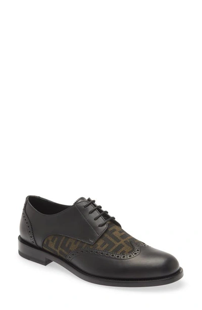 Fendi Logo Jacquard Loafers In Black