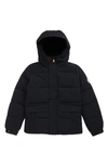 Save The Duck Kids' Wind & Water Resistant Fleece Lined Puffer Jacket In Black