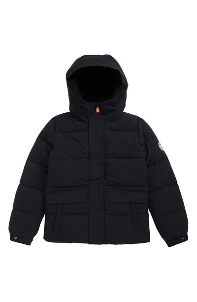 Save The Duck Kids' Wind & Water Resistant Fleece Lined Puffer Jacket In Black