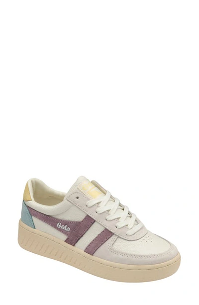 Gola Grandslam Trident White Multi Color Block Genuine Suede Leather Sneakers