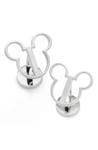 Cufflinks, Inc Mickey Mouse Silhouette Cuff Links In Silver