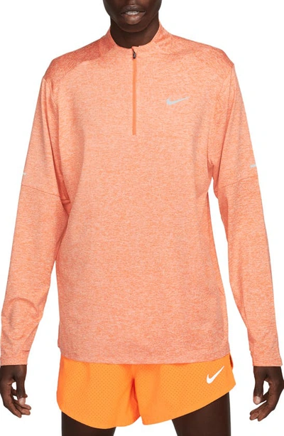 Nike Dri-fit Element Half Zip Running Pullover In Orange Trance/ Arctic Orange