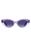 Missoni 53mm Oval Cat Eye Sunglasses In Violet Havana/ Violet Shaded