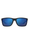 Under Armour 58mm Polarized Rectangular Sunglasses In Matte Black 2/ Grey Blue Polar