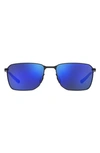 Under Armour Scepter 58mm Square Sunglasses In Black/ Blue Multilayer