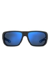 Under Armour Attack 2 63mm Wrap Sunglasses In Black/ Grey Blue Silver Polar