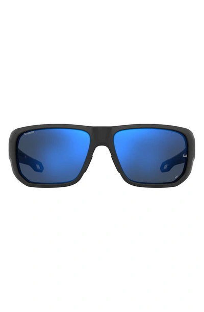 Under Armour Attack 2 63mm Wrap Sunglasses In Black/ Grey Blue Silver Polar