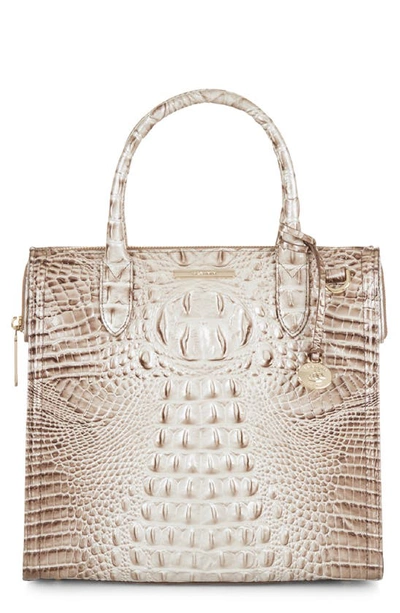 Brahmin Caroline Melbourne Embossed Leather Satchel In Steel