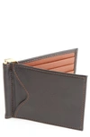 Royce New York Personalized Rfid Leather Money Clip Card Case In Black/ Tan- Silver Foil