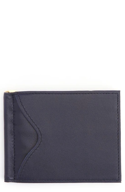 Royce New York Personalized Rfid Leather Money Clip Card Case In Navy Blue- Deboss