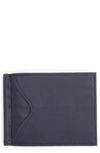 Royce New York Personalized Rfid Leather Money Clip Card Case In Navy Blue- Gold Foil