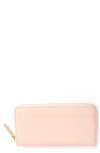 Royce New York Personalized Continental Rfid Leather Zip Wallet In Light Pink - Deboss