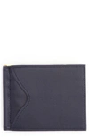 Royce New York Personalized Rfid Leather Money Clip Card Case In Navy Blue- Silver Foil