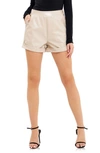 Grey Lab Shiny Faux Leather Shorts In Taupe