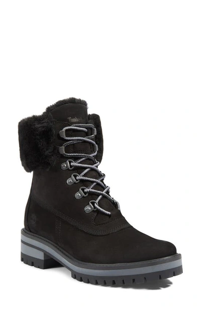 Timberland Women's Courmayeur Valley 6" Faux Fur Waterproof Lug Sole Boots Women's Shoes In Black