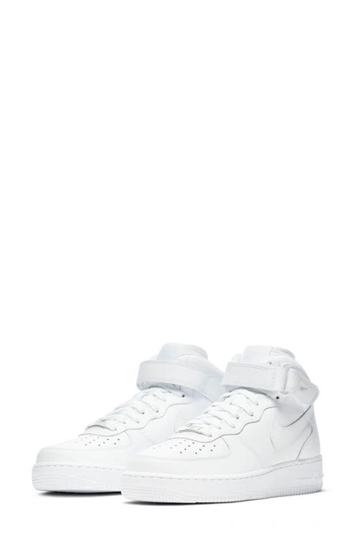Nike Air Force 1 '07 Mid Dd9625-100 Womens White Athletic Basketball Shoes Btv76 In White/ White/ White