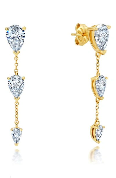 Crislu Oppulent Drops Linear Earrings In Gold