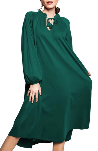 Petite Plume Garbo Bordeaux Luxe Pima Cotton Nightgown In Green