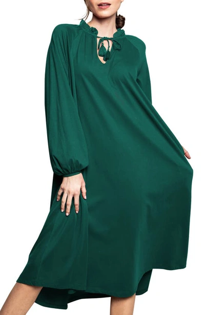 Petite Plume Garbo Bordeaux Luxe Pima Cotton Nightgown In Evergreen